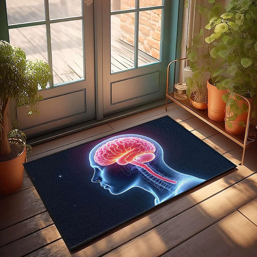 Tapis cerveau humain lumineux paillasson de chambre 65x90 cm