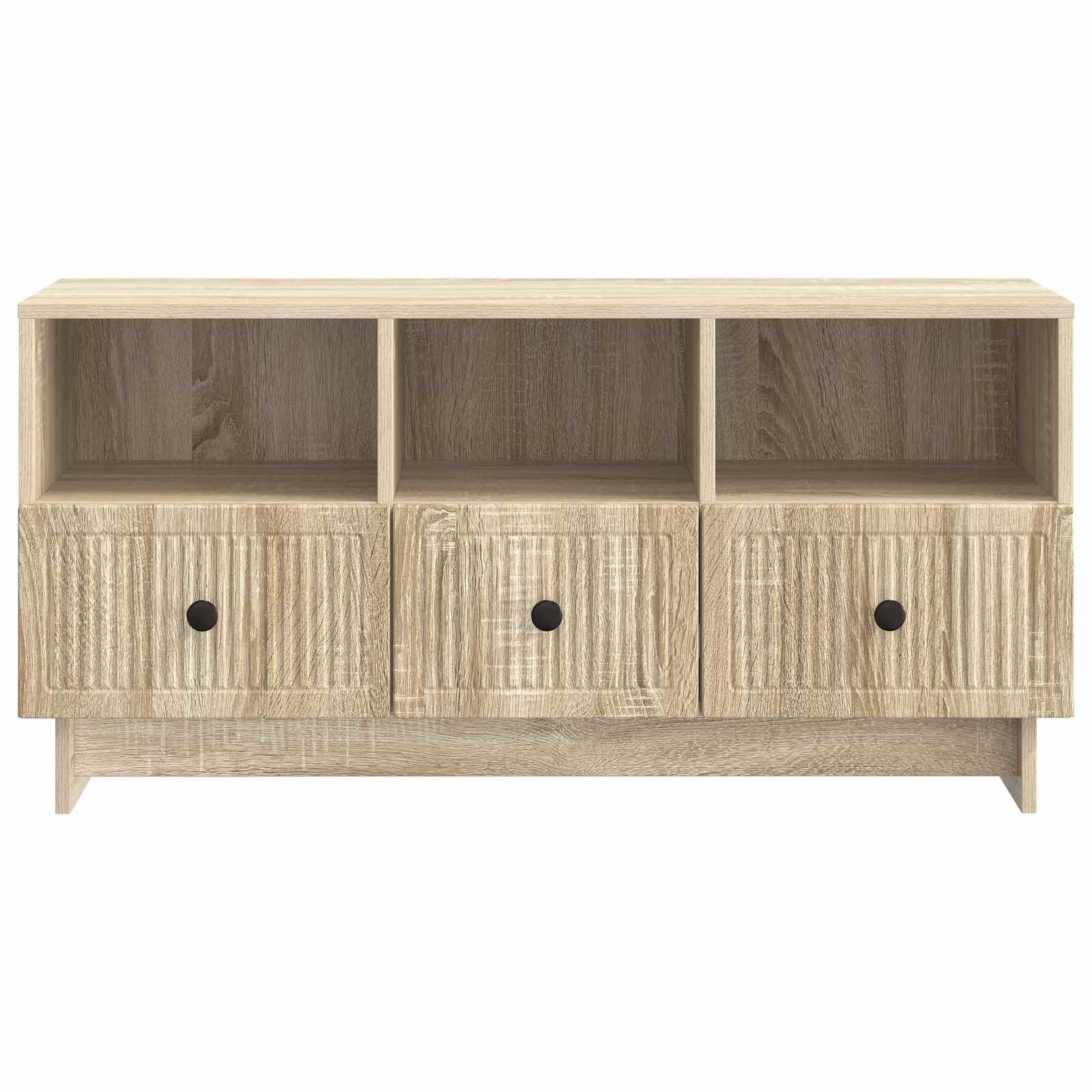 SYDE Mobile TV con cassetto, rovere Sonoma, 102 x 34,5 x 50 cm | Legno lavorato resistente, ampio stoccaggio, stile vintage moderno, facile da pulire