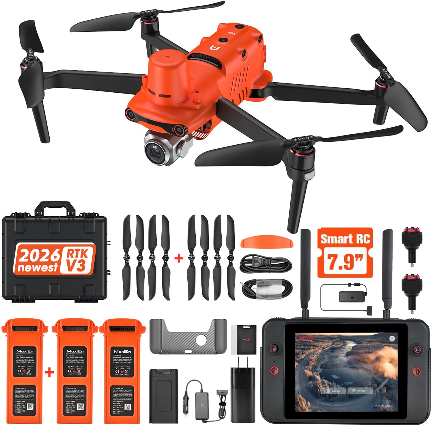 Autel Robotics EVO II PRO RTK V3, Real-time Centimeter-Level Positioning, Remote ID, S-ony 1'' 6K/30fps HDR Camera, GNSS Base Station & PPK Support, 38 Minutes, 15KM Transmission, for Mapping/Photogrammetry/Urban Planning/Searching