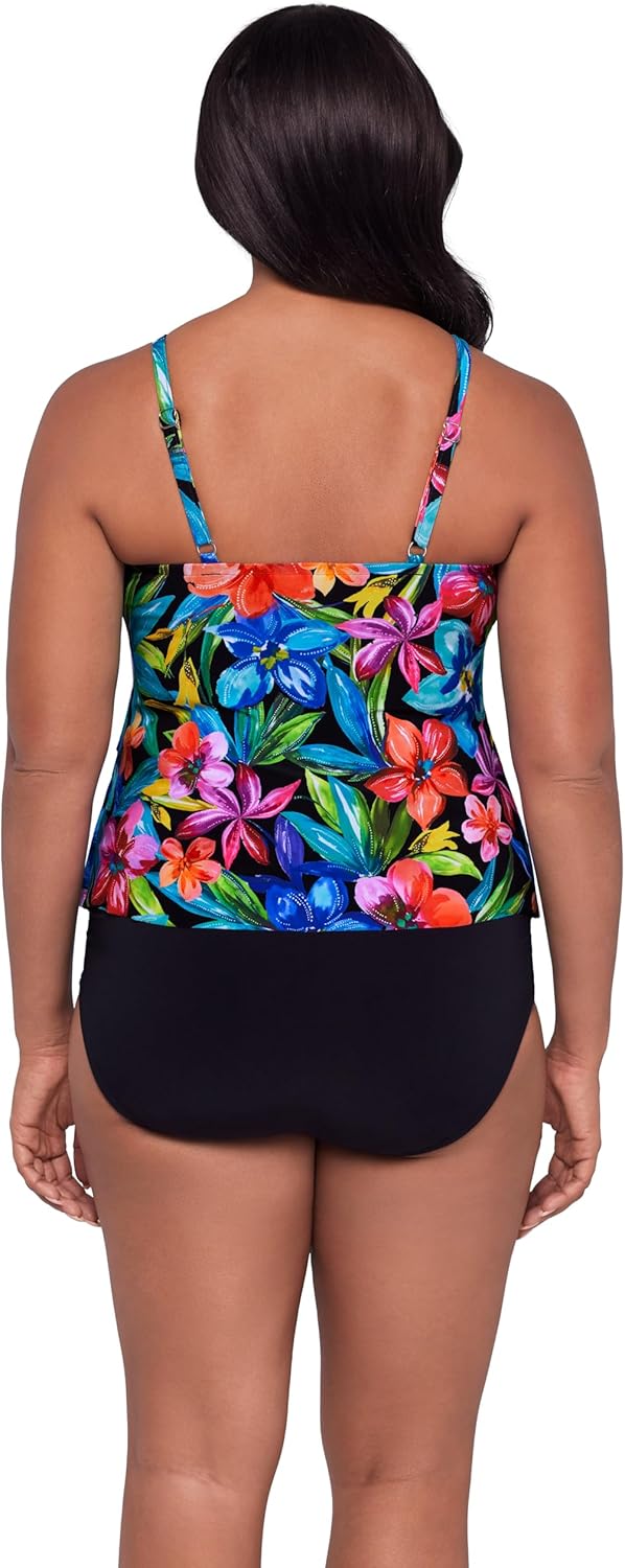 Women's Adjustable Four Tier Lena Swim Tankini Top with Built-in Bra Support