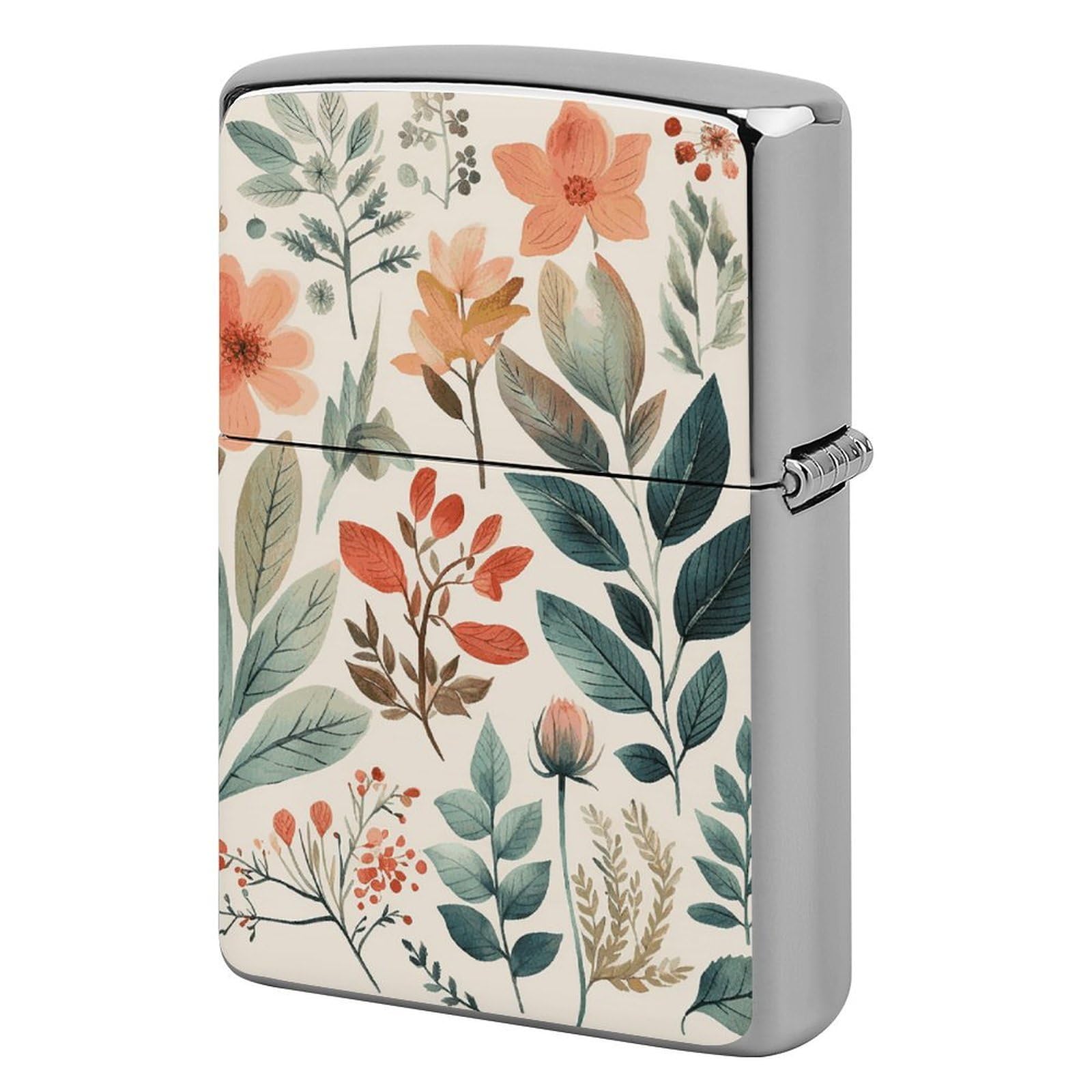 Watercolor Flowers Lighter Case Vintage Metal Lighter Cover Reusable Lighter Protective Sleeve Unique Design Personalized Lighter Sleeve Holder Against Dust and Scratches