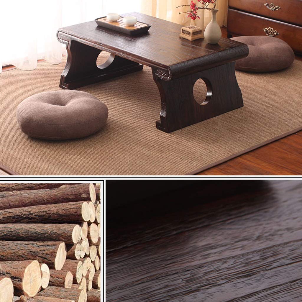 Tavolino da caffè in Stile Giapponese Tavolino Basso in Legno Massello Tavolino da tè per Balcone Tavolo Tatami, Tavolo per Laptop Tavolo da Studio (Color : Brown, Size : 60x40x30cm)