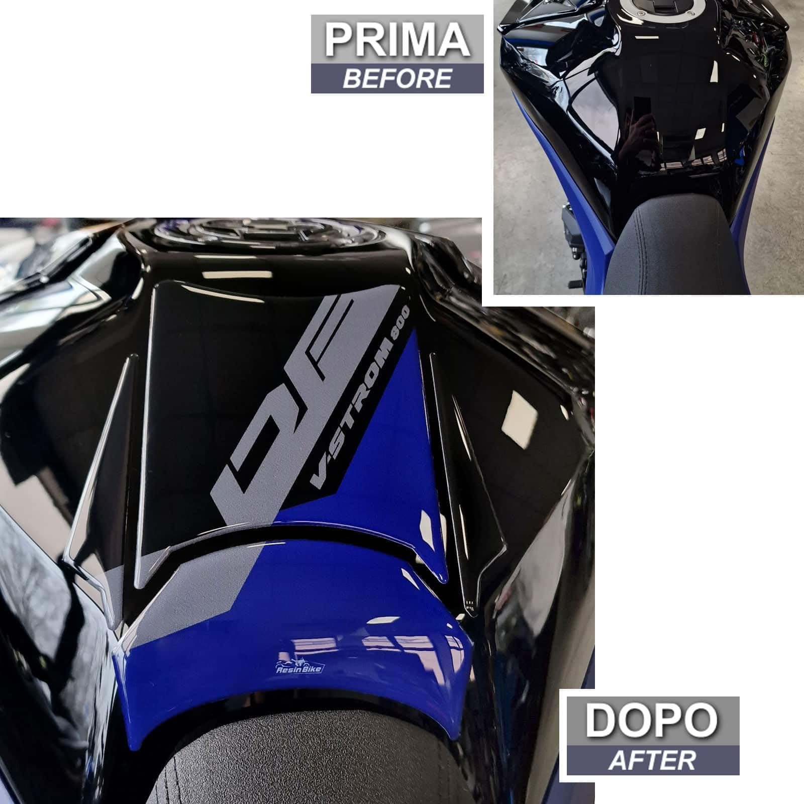 Autocollant Résine 3D Moto Suzuki V-Strom 800 SE 2023-2024 Bleu – Protection Réservoir Made In Italy
