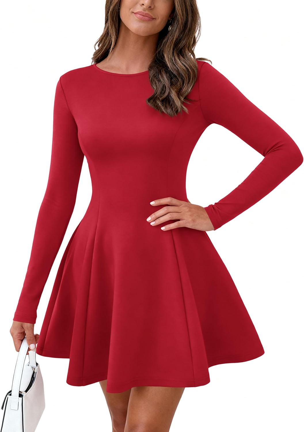 BTFBM Fall Dresses for Women 2026 Elegant Classy Flowy A Line Long Sleeve Business Homecoming Cocktail Sweater Dress