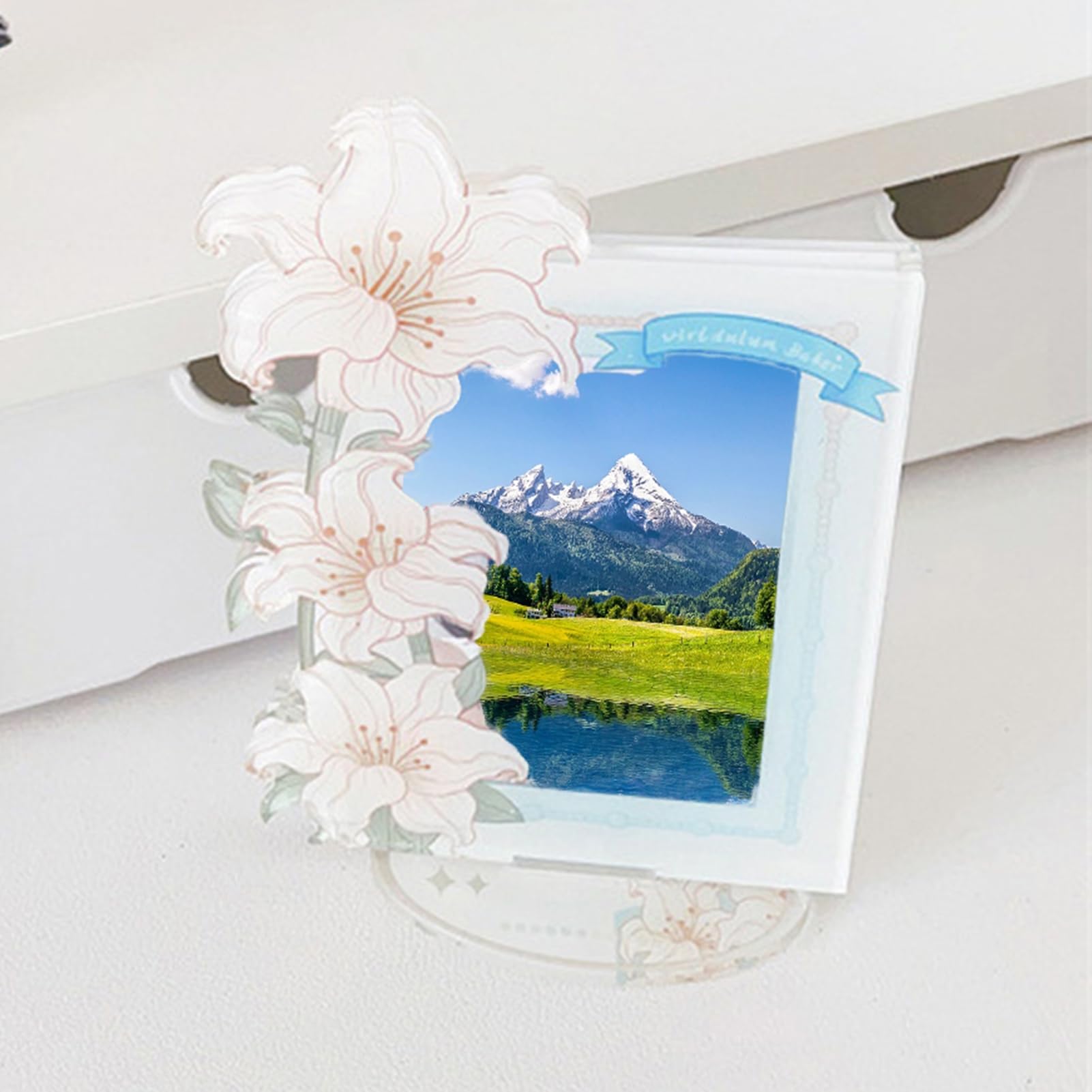 Porta Foto In Acrilico A Tema Fiori – Mini Supporto Per Photocard Kpop, Colore Blu, Resistente, Per Scrivania E Regali