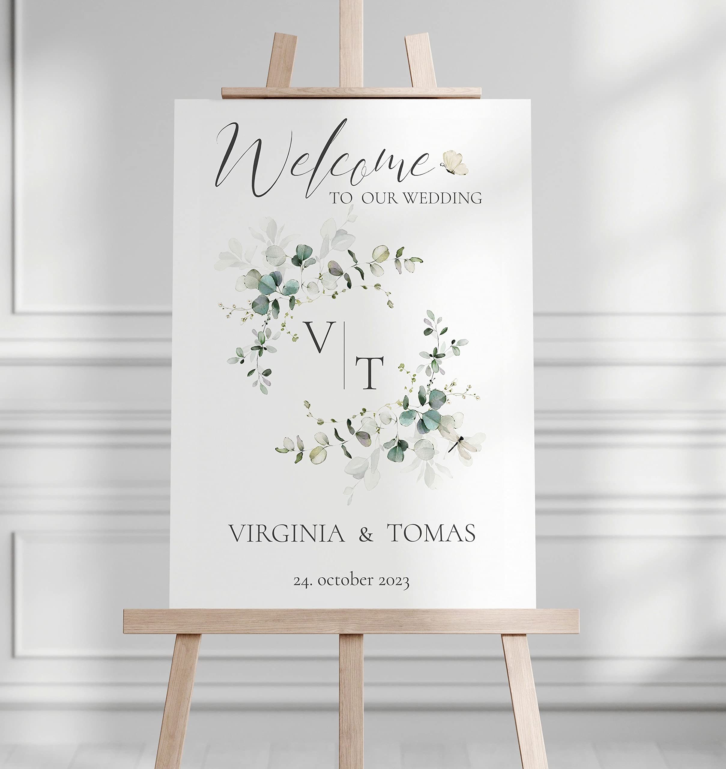Manschin-Laserdesign Willkommensschild Aluverbund personalisiert - Made in Germany - Welcome Willkommen Schild für Hochzeit (60x40cm)