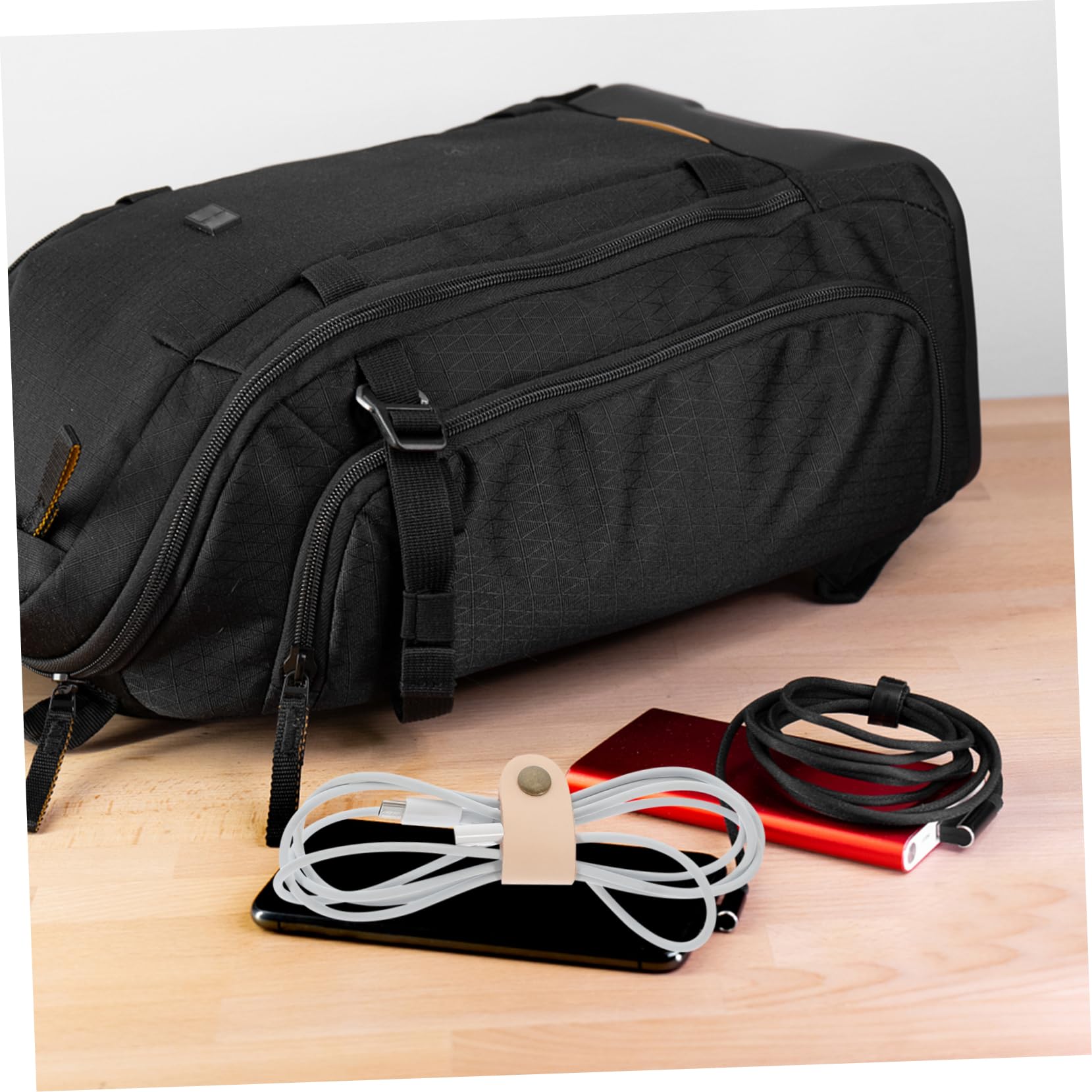 Kabelbinder, 5-teiliger Kabelführungsstreifen aus Rindsleder for USB-Kopfhörerkabel-Organizer, einfaches Design zur einfachen Kabelaufbewahrung