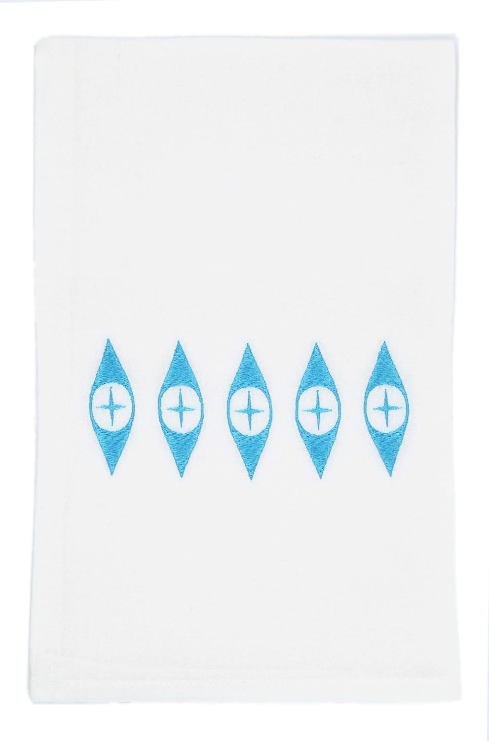 Embroidered Flour Sack Towel - Vintage Eyes Pattern- 26 inch x 26 inch - Kitchen Dish Towel - Retro Gift - Handmade