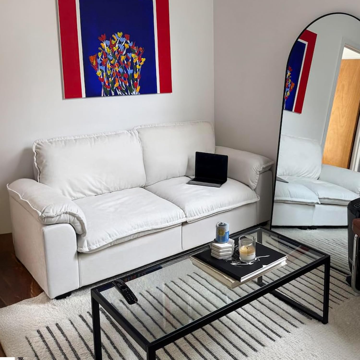 72" Cloud Couch Loveseat Sofa with Padded Armrests & Deep Seat Sofas for Living Room Apartment Office Chenille Fabric Beige 71HSZsH+tBL. AC SL1500