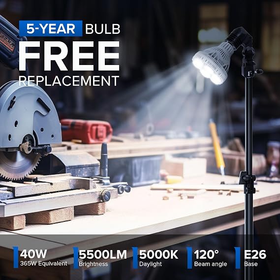 SANSI LED Work Light, 5500LM 365W Equiv 5000K, Telescoping Tripod 30-55In