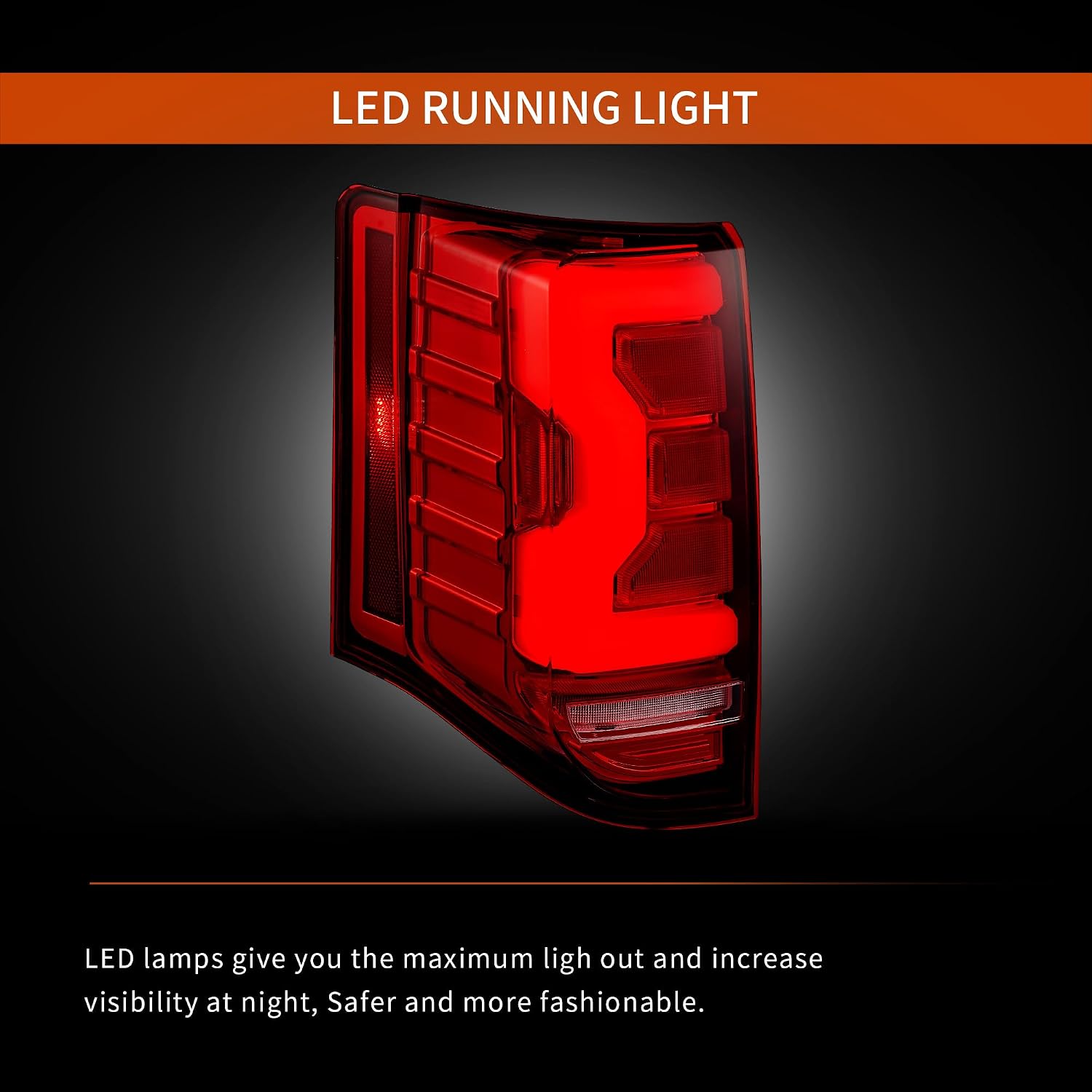 VLAND LED Tail Lights Assembly Compatible with 2011 2012 2013 2014 2015 2016 2017 2018 2019 2020 Dodge Grand Caravan, Red Lens, Driver side & Passenger side, Amber Turn Singal