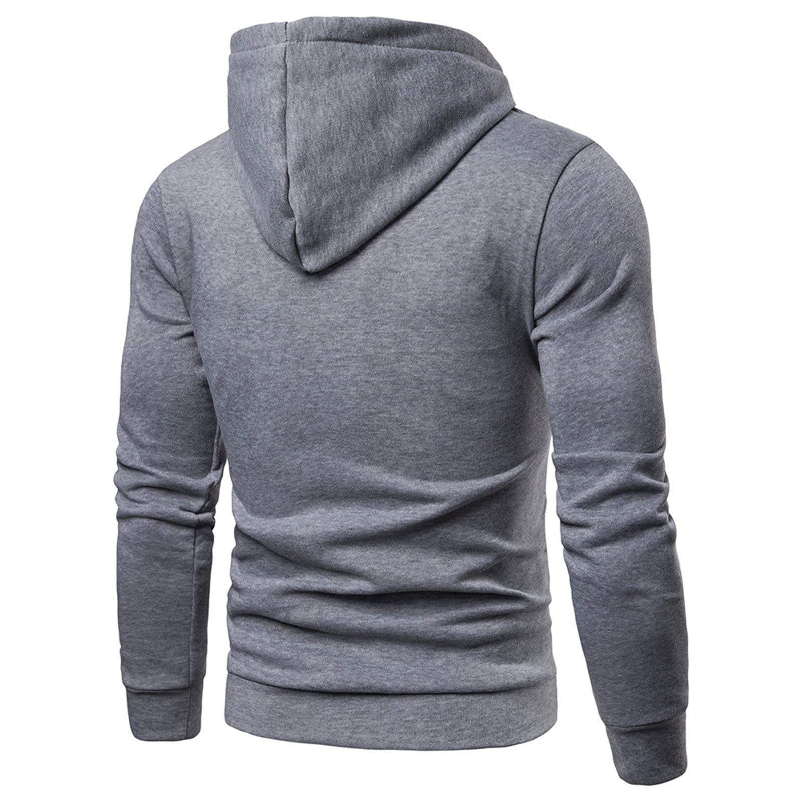 Maiyifu-GJ Men's Casual Solid Pullover Hoodies Long Sleeves Gym Hooded Sweatshirt Lightweight Drawstring Athletic Hoodie (Grey,Medium)