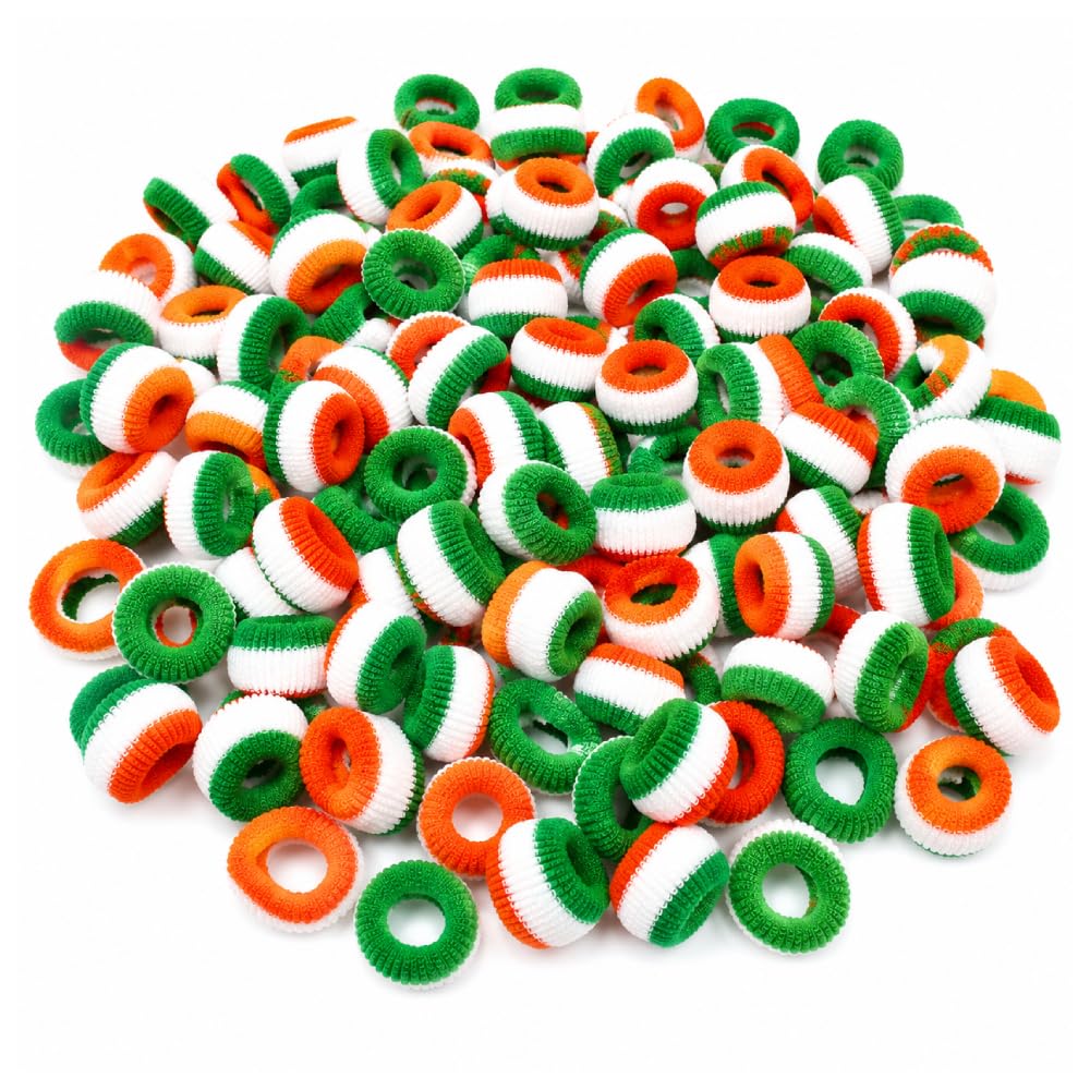 Alvero 2-Piece Soft Terry Tricolor Tiranga Hair Rubber Bands Wrist Band for Independence & Republic Day, Stretchable Daily Use, School, Sports Hair Ties Ponytail Holders for Women & Girls-image-33
