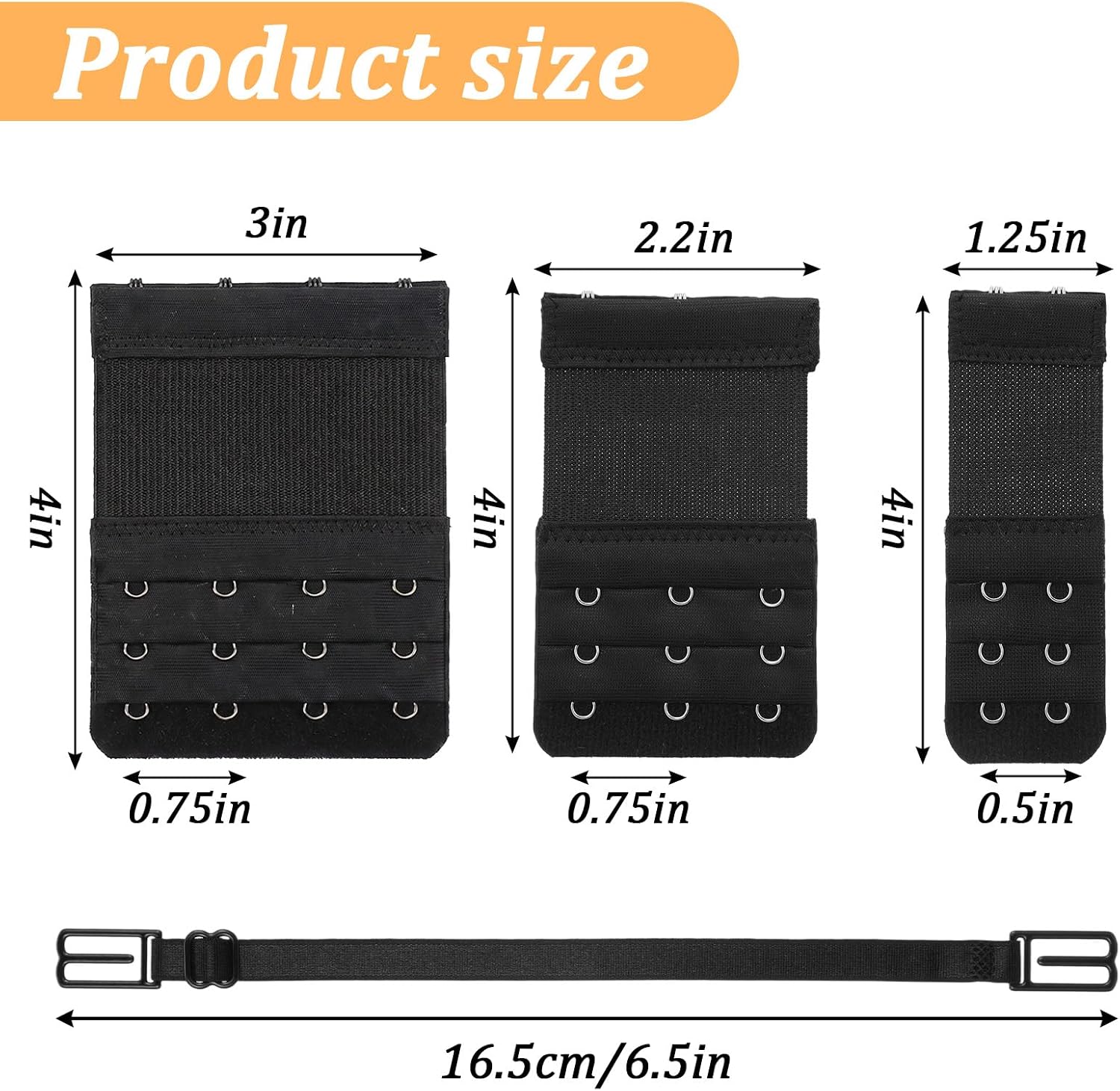 16 Pcs Bra Extenders 2 Hook / 3 Hook / 4 Hooks and Bra Strap Extender, Elastic Bras Extender (Black/White/Nude/Gray