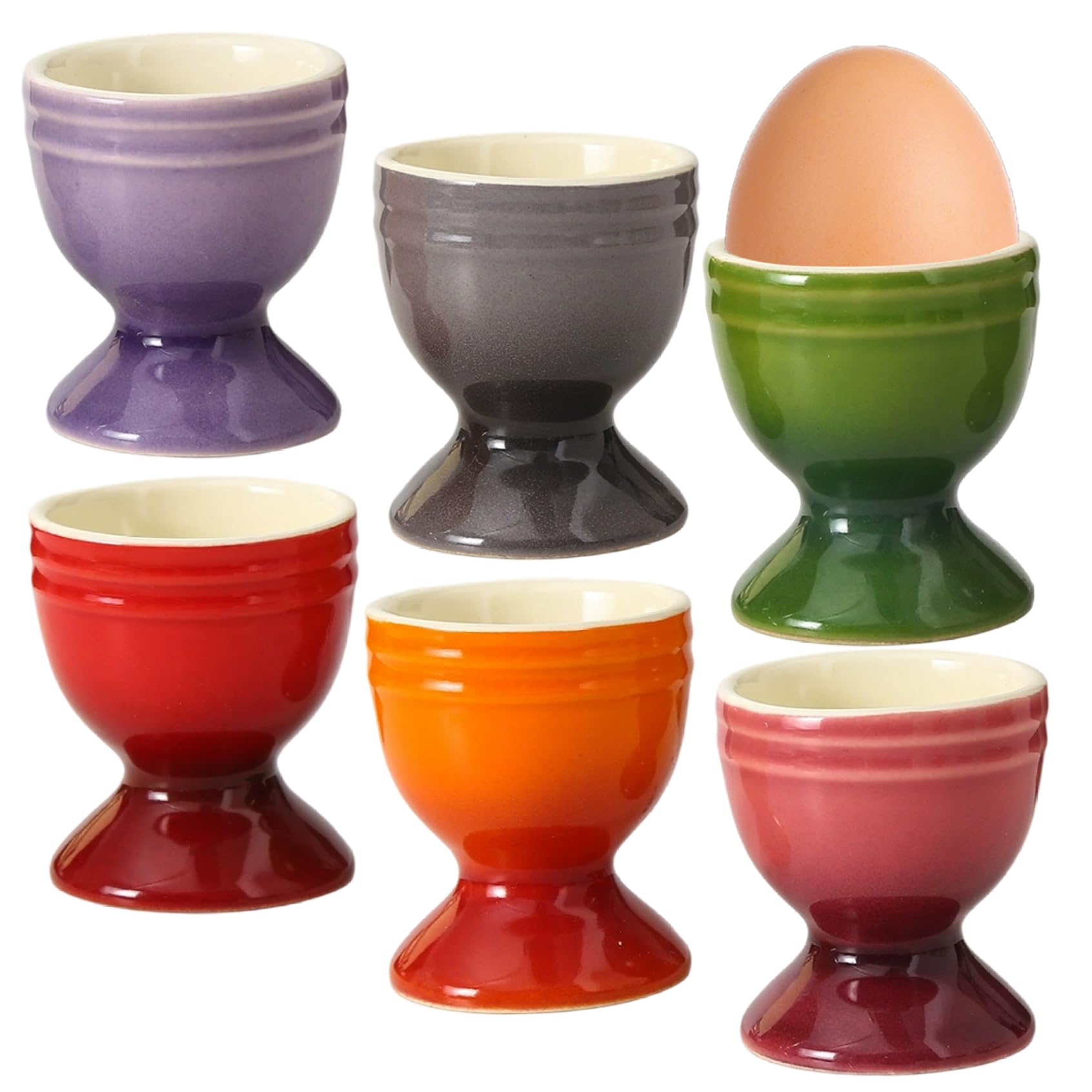 Lot de 6 coquetiers en céramique antidérapants pour œufs à la Coque, Organiseur de Rangement pour œufs à la Coque, Petit déjeuner, Brunch, fête 6, x 2 cm