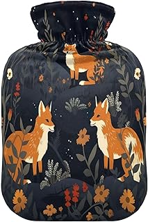 Wajiw Hot Water Bottle with Cover 2L Warm Water Bottle for Hot and Cold Compress Hot and Cold Therapies,Hand Feet Warmer,Fox