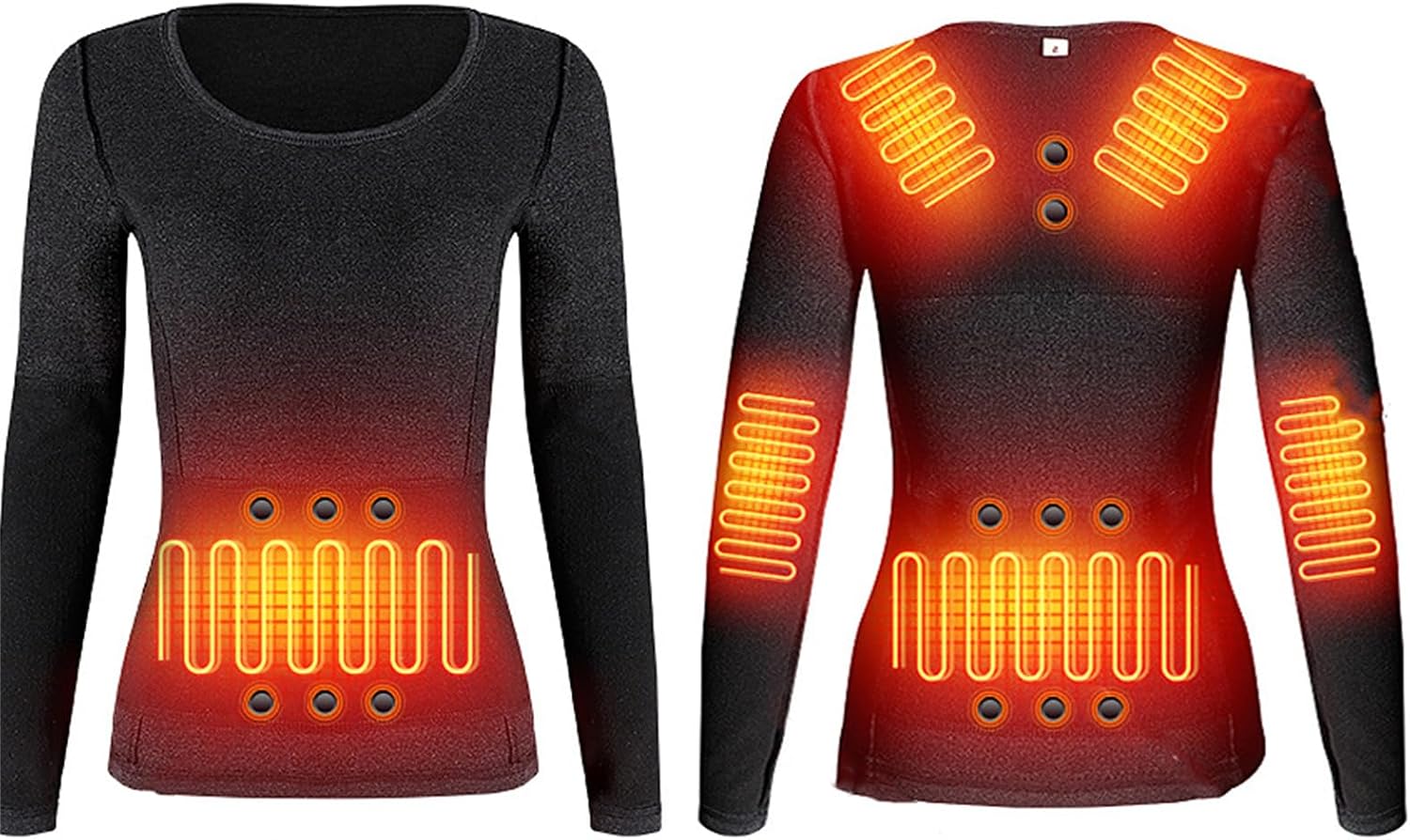 Electric Heated Thermal Underwear Thermal Tops Body Warmers with Temperature Control&14 Magnets for Outdoor Winter