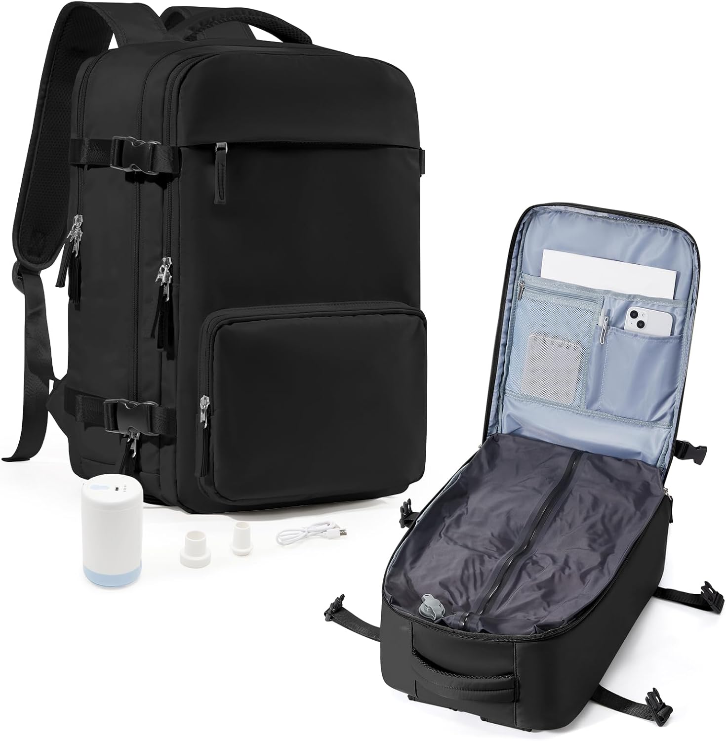 suradar Sac a Dos Voyage Cabine Avion sous Vide avec Pompe, Bagage Cabine 45x36x20 Easyjet Avion Sac a Dos Compression sous Vide Airbag Sacs Ordinateur Portable 15.6 Pouces Noir suradar Sac a Dos Voyage Cabine Avion sous Vide avec Pompe, Bagage Cabine 45x36x20 Easyjet Avion Sac a Dos Compression sous Vide Airbag Sacs Ordinateur Portable 15.6 Pouces Noir