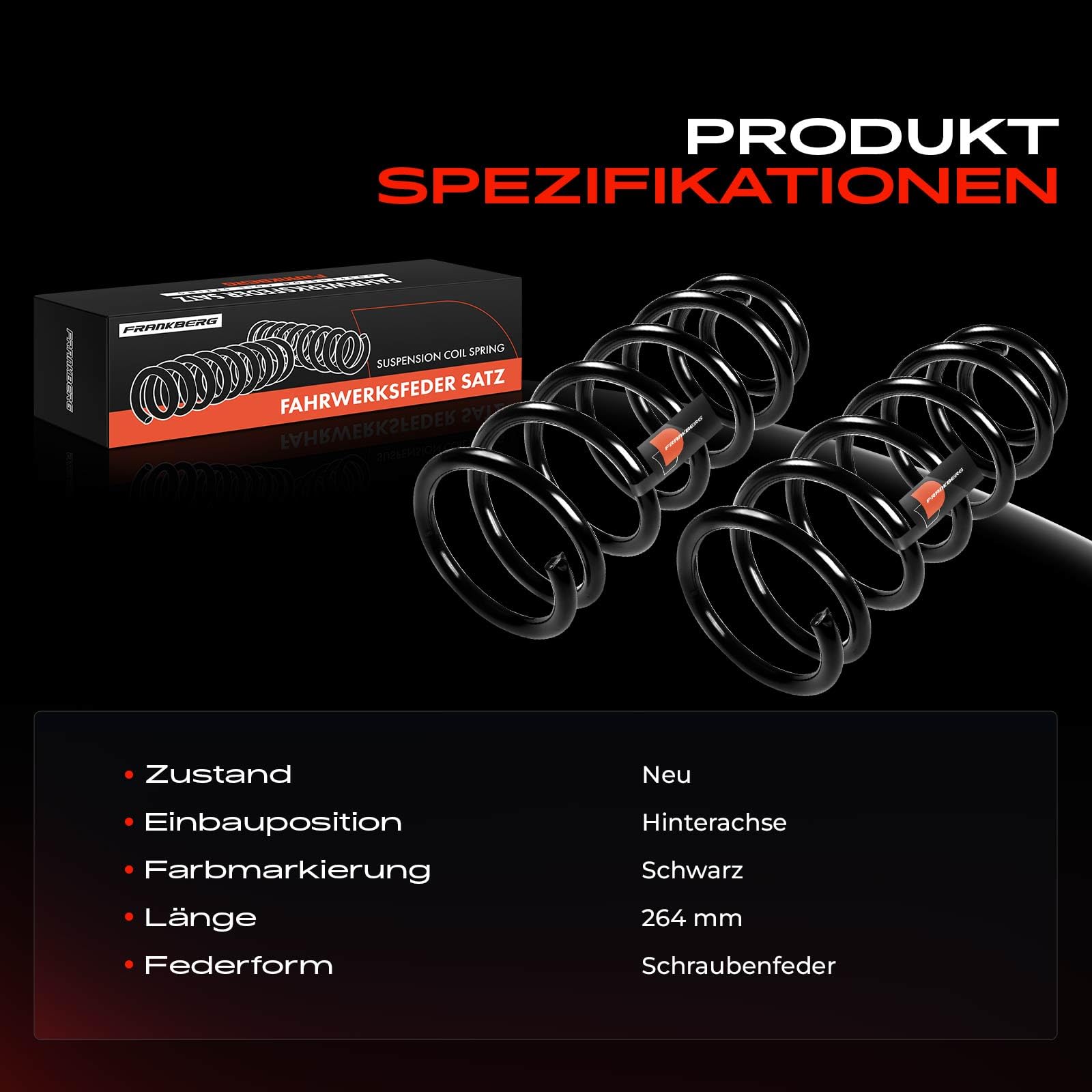 Frankberg 2 muelles de suspensión para eje trasero 33536777197 | Compatible con: M.i.n.i R56, M.i.n.i Coupé R58, M.i.n.i R50 R53