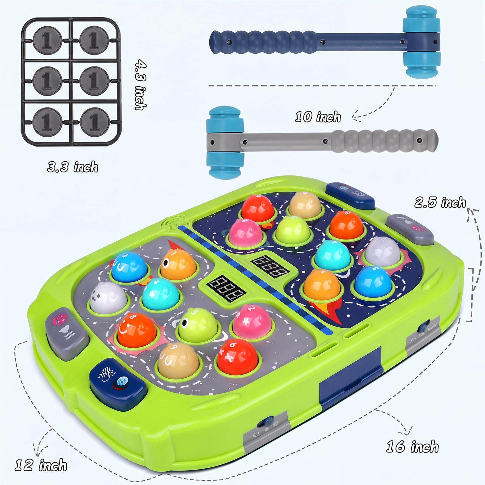 Hammerwurf-Set für Kleinkinder, Spielzeug für Jungen und Mädchen im Alter von 3-12 Jahren, Schlagspiel für Kinder, Geschenke für Kinder im Alter von 3, 4, 5, 6 Jahren, interaktives Lernspielzeug mit