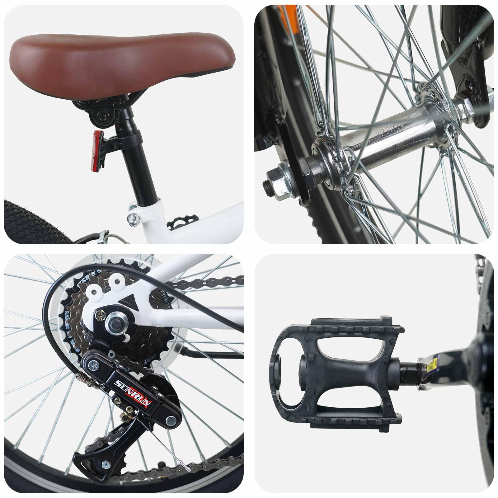 vidaXL Vélo de Montagne 24 Pouces 6-Vitesse pour Les 8-12 Ans Blanc, Vélo de Montagne Dynamique, siège réglable, Parfait pour Les sentiers, Aventures Multi-Terrain, balades urbaines