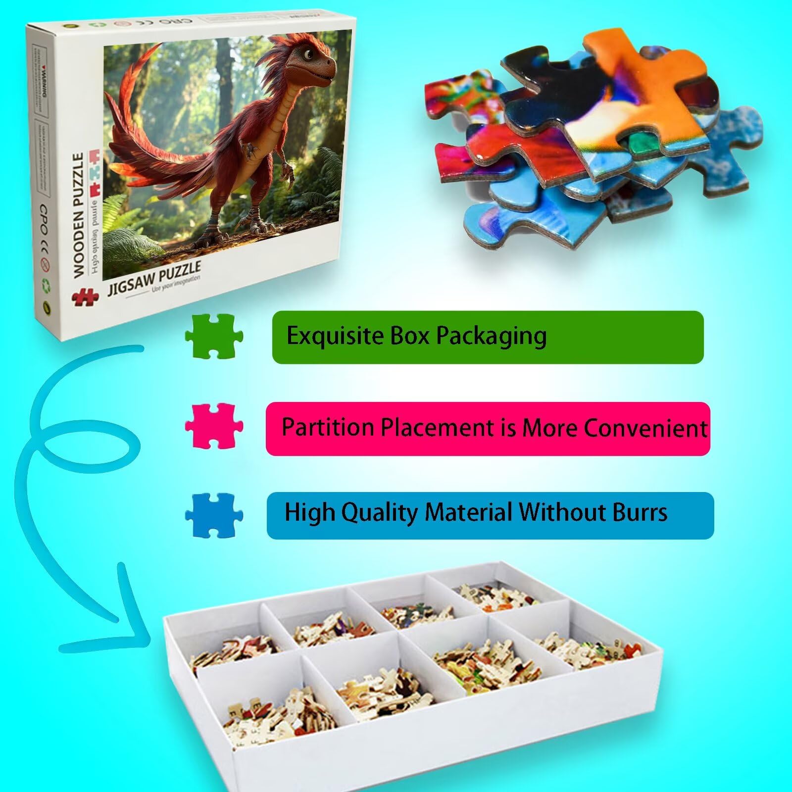 Puzzle leśne, 5000 elementów, trudne puzzle, drewniane puzzle dla całej rodziny, zestaw "zrób to sam", dla dorosłych, nadają się jako dekoracja ścienna i prezenty dla kobiet, temat: dinozaury 8p-726
