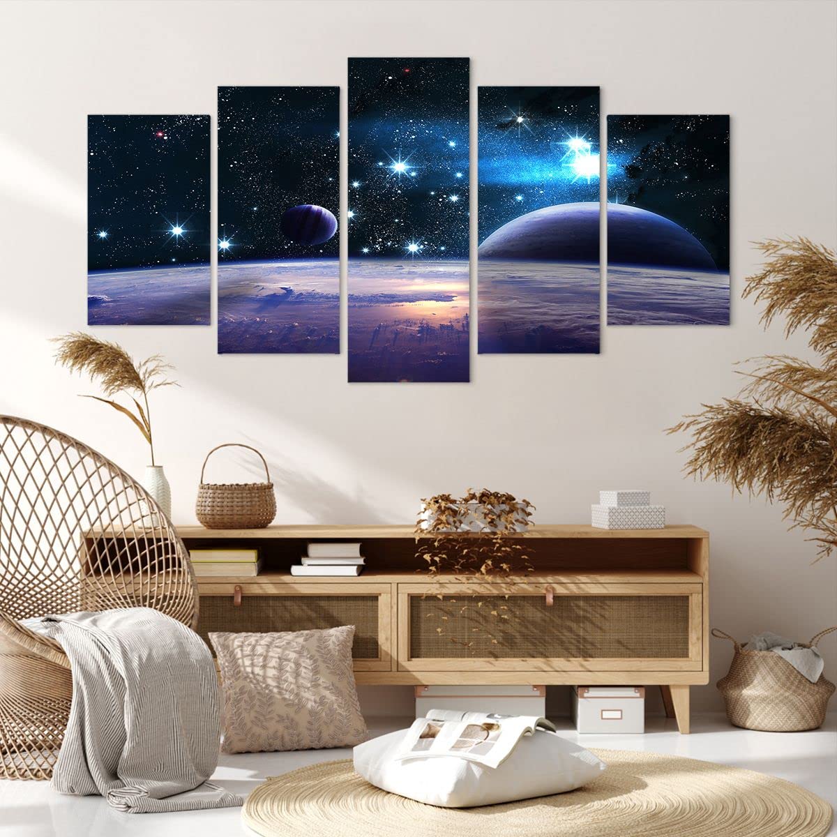 Deco Cadre Décoration Salon Carte Monde Moderne Moderne Impression Sur Toile 160x85cm Image Tableau Decoration Murale Chambre Triptyque 5 Parties Art Wall Tableaux Decoratifs Muraux EA160x85-3590