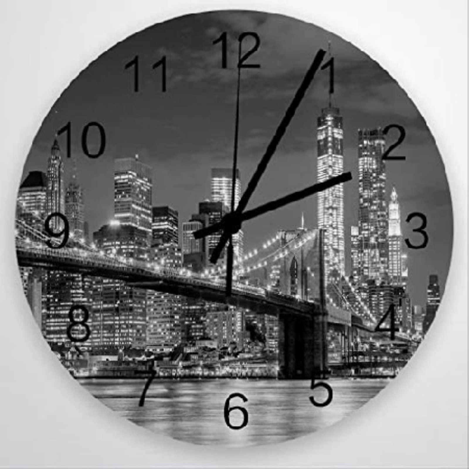 Horloge murale pour école et hôtel design Pont de Brooklyn New York 25cm