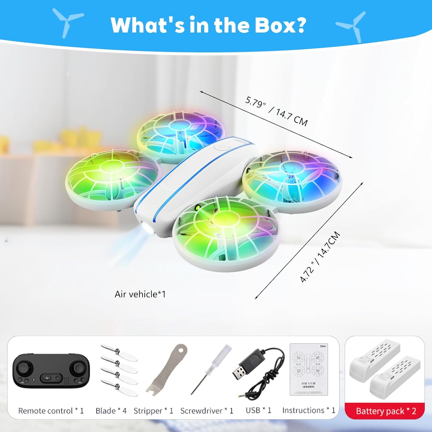 RC Drone for Kids and Beginner, Small RC Quadcopter with Lights and 3D Flip, Altitude Hold, Headless Mode, Propeller Full Protect, Easy to Fly Toys Drone for Kids Boys and Girls Gift (White)