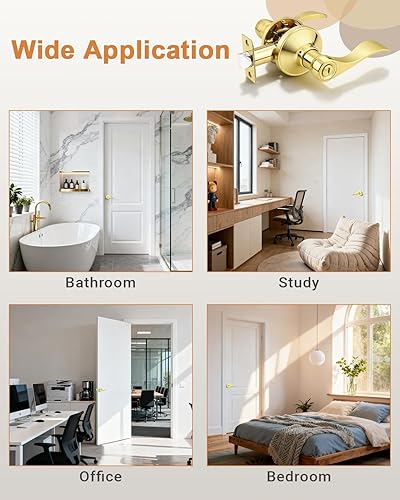 Miniatura 47 de Probrico - Paquete de 10 manillas de privacidad para puerta de dormitorio y baño, estilo ondulado, con palancas de níquel satinado.