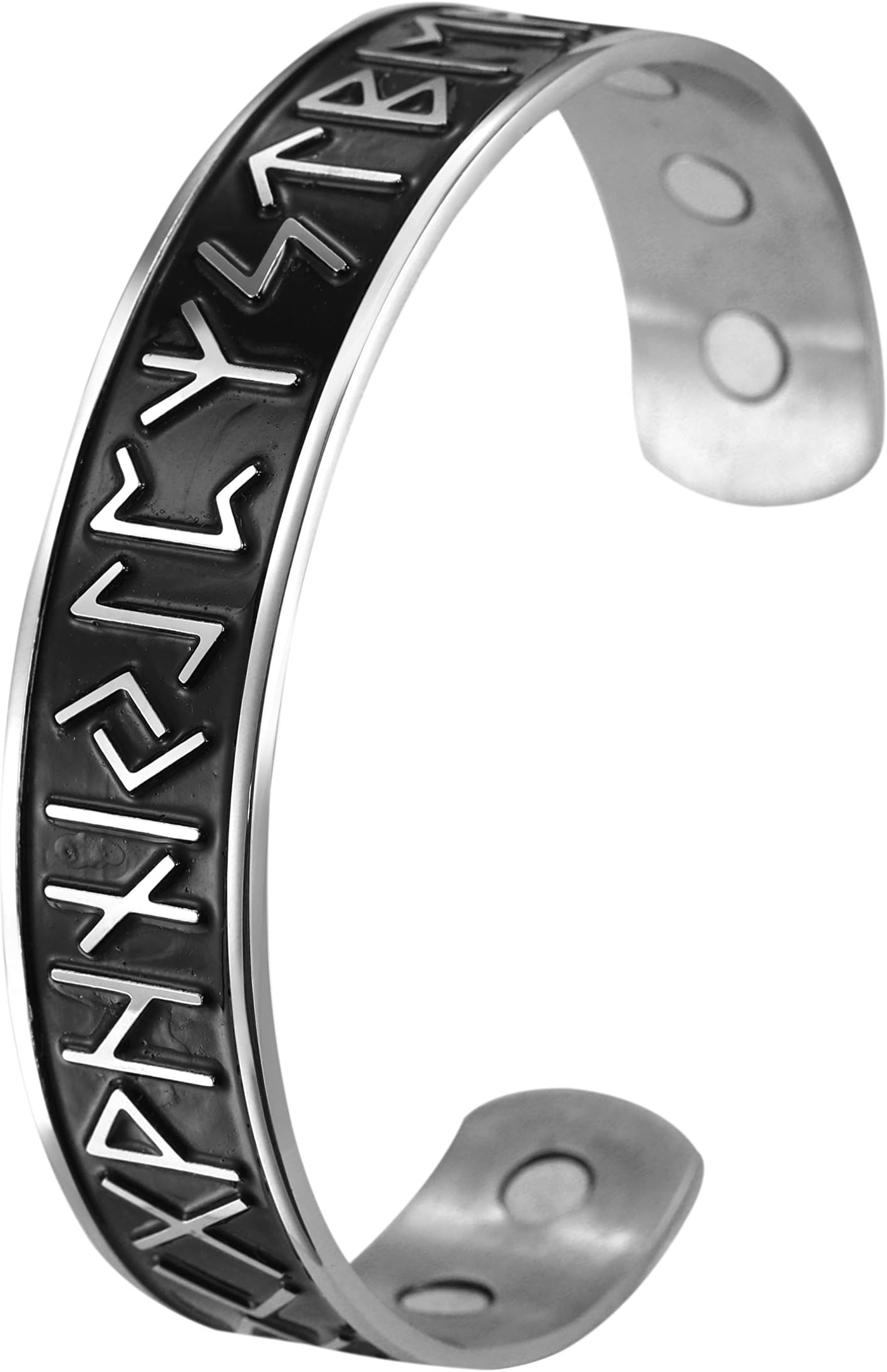 Stainless Steel 24 Runes Bracelet Fashion Design Viking Bangle Antique Silver Black Cuff Bangle for Men