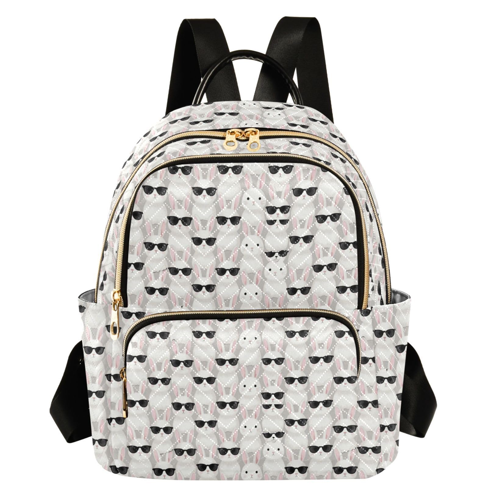 Mochila de moda blanca con 3 bolsillos cremallera para mujer 8
