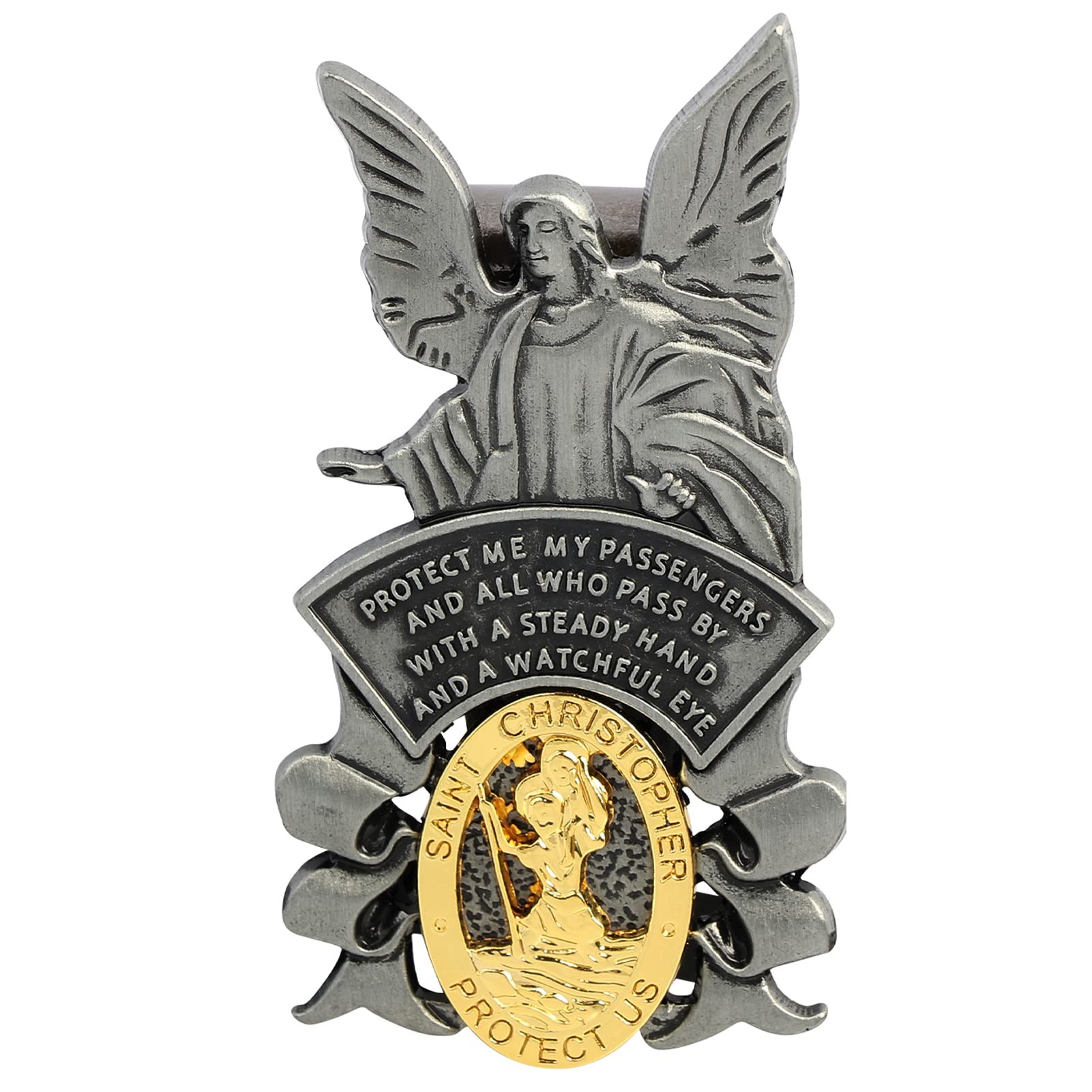 St Christopher Medal for Car Saint Christopher Visor Clip Guardian Angel Visor Accessories Bless Driving Safety Gifts for