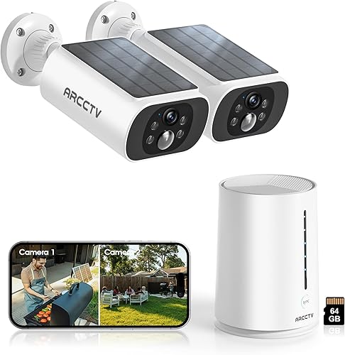 Miniatura 8 de Cámaras de seguridad solares inalámbricas para exteriores, kit de 4 cámaras, sistema inalámbrico de cámara de seguridad solar de 4 MP, visión