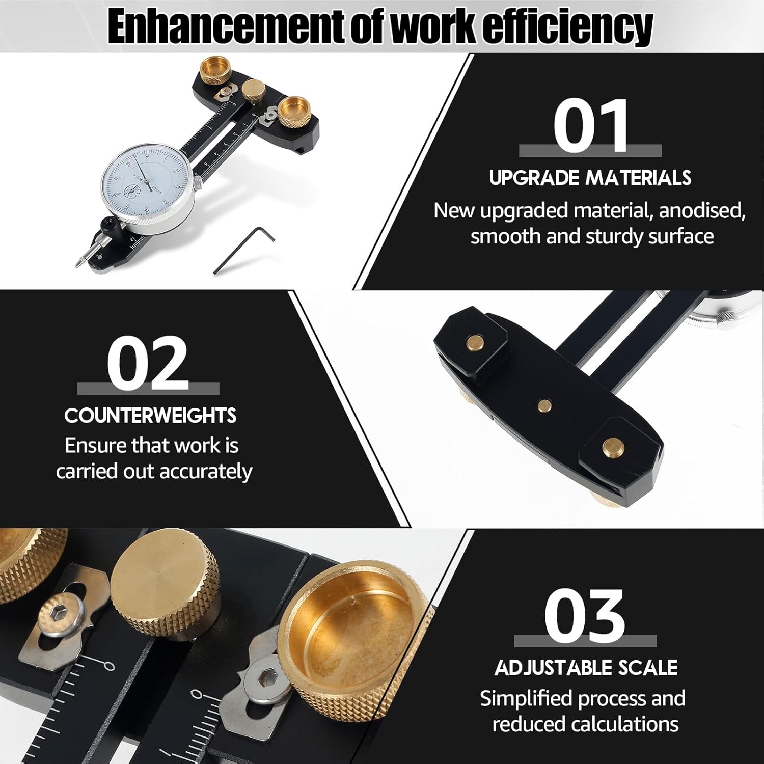 Table Saw Dial Indicator 0.01 mm Accuracy Adjustable Table Saw Alignment Gauge Calibrator Aluminum Alloy Table Saw Dial Gauge Corrector Machinery Tool Alignment System for Table Saw