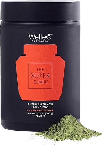 WelleCo The Super Elixir Daily Greens - Mezcla de bebida probiótica con alimentos integrales, sin gluten, polvo vegano para la salud intestinal,