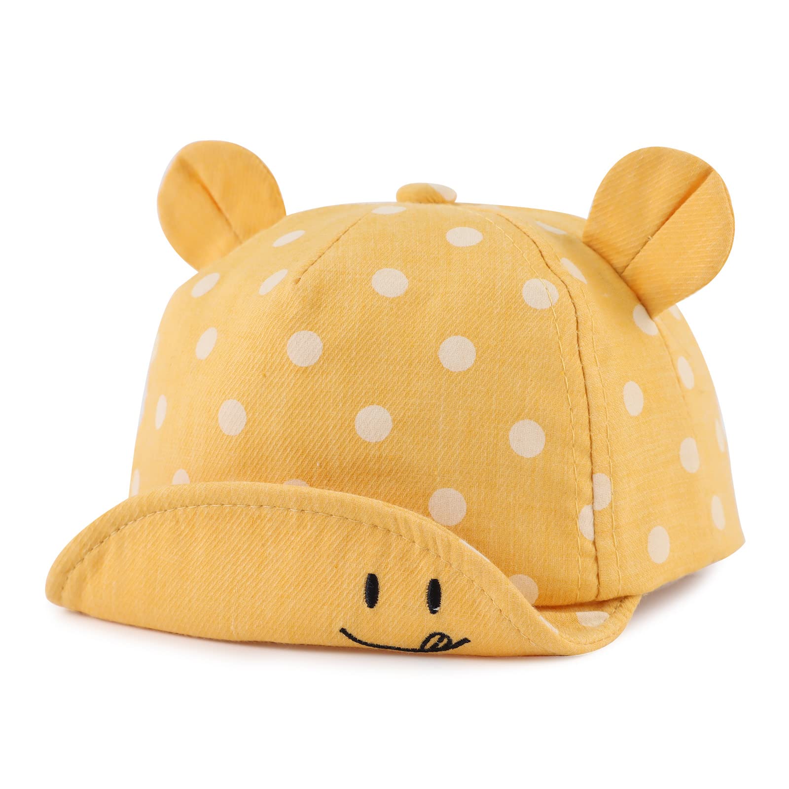 Pesaat Gorro de algodón para bebé niña niño Sombrero para el Sol Ajustable Primavera y Verano 6-24 Meses(Amarillo)