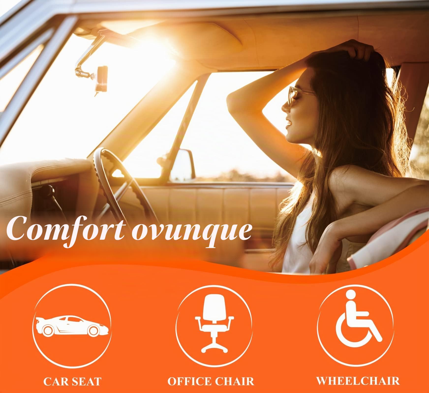 Kingphenix - Cuscino per sedile auto premium, cuscino per sedile del conducente in memory foam per migliorare la visuale di guida - Sollievo dal dolore al coccige e alla parte bassa della schiena