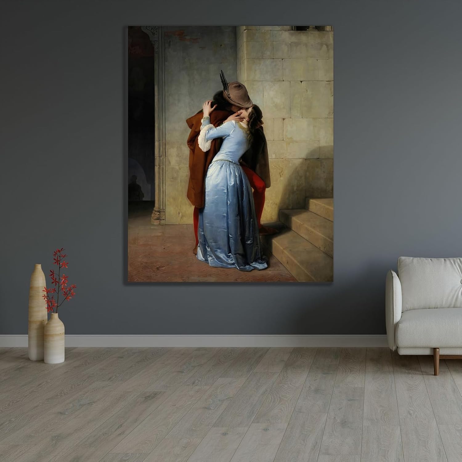 ArtDirect The Kiss (1859) Custom Framed Art Print Giclee Print or Canvas Options with Various Sizes and Customization by Francesco Hayez