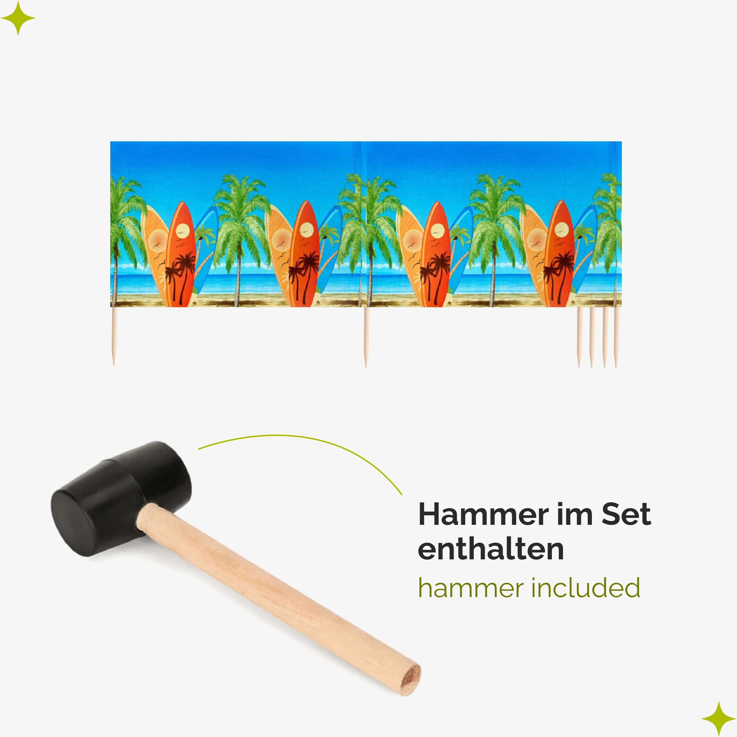Garronda Strand Windschutz Sichtschutz 6m lang Plus Gummihammer