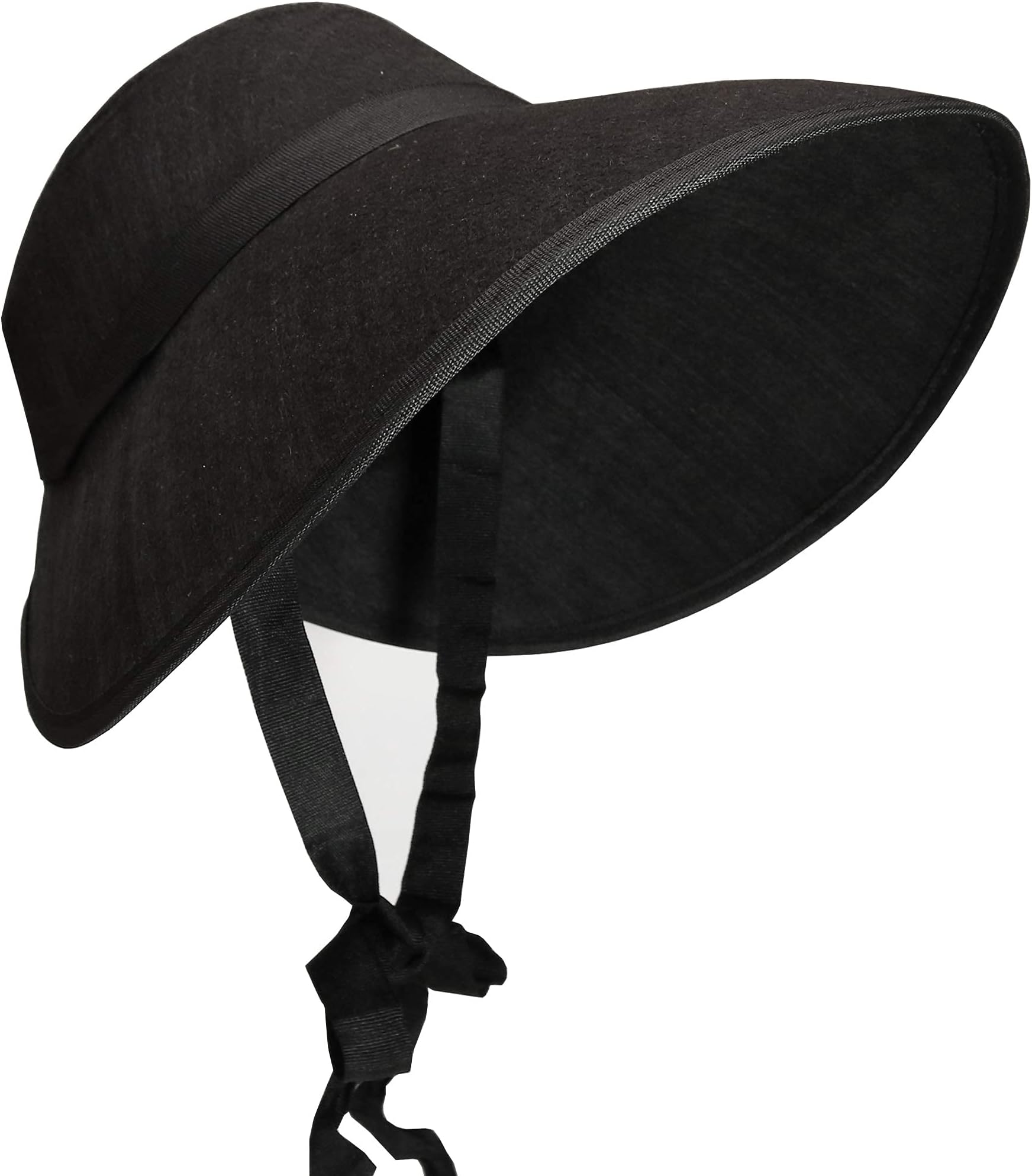 SkeleteenVintage Old Fashioned Bonnet - Black Colonial Pioneer Prairie Felt Sun Hat Costume Bonnets for Women and Children