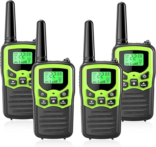 Miniatura 12 de Walkie Talkies, MOICO Walkie Talkies de largo alcance para adultos con 22 canales FRS, Walkie Talkie familiar con linterna LED VOX, pantalla LCD
