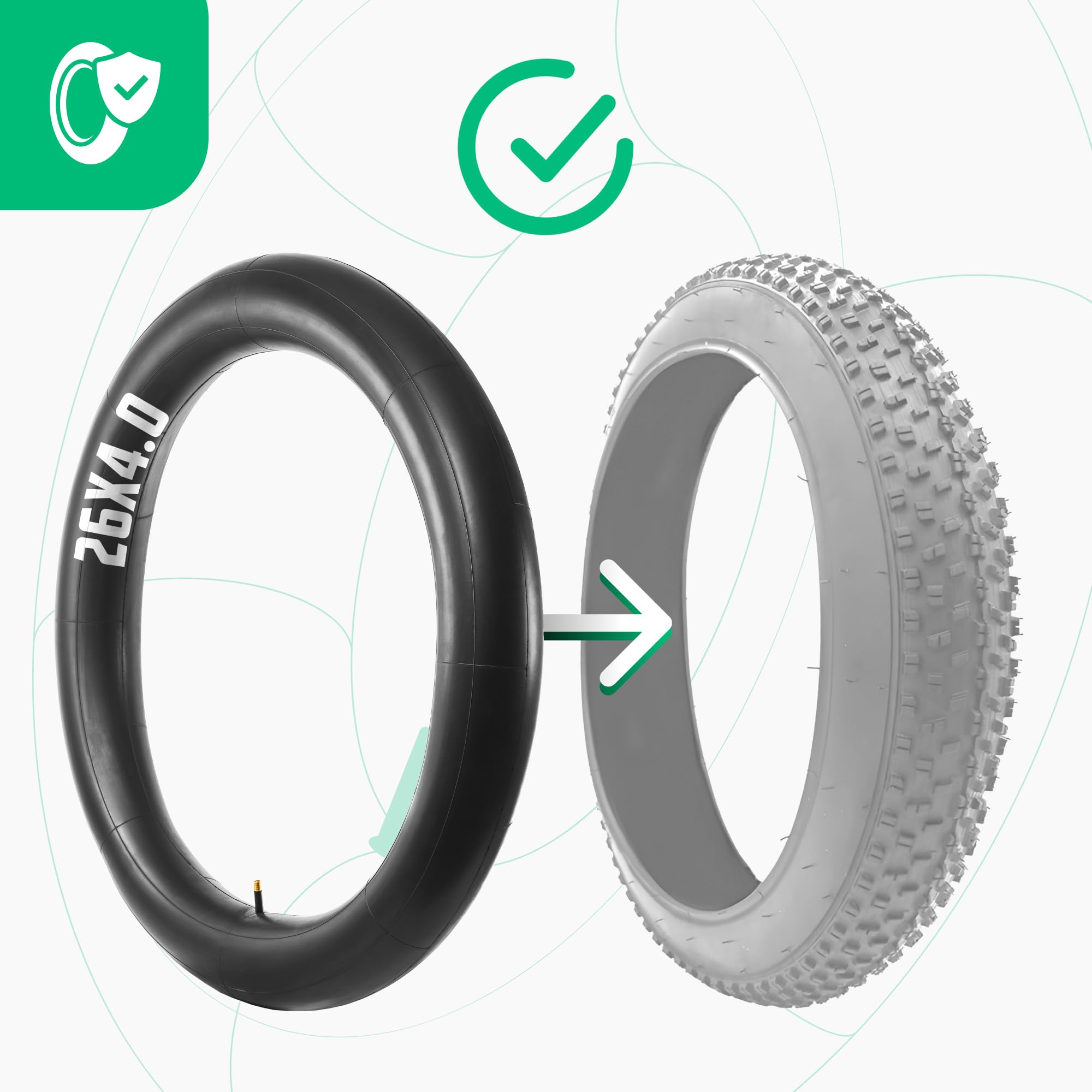 Válvula Schrader recta de tubo de bicicleta de 26 x 4.0 (2) – Compatible con Fat Bike/Mountain Bikes Electric Bikes – Tubos interiores de bicicleta de 26 x 4.0 pulgadas de grasa resistente 26 5
