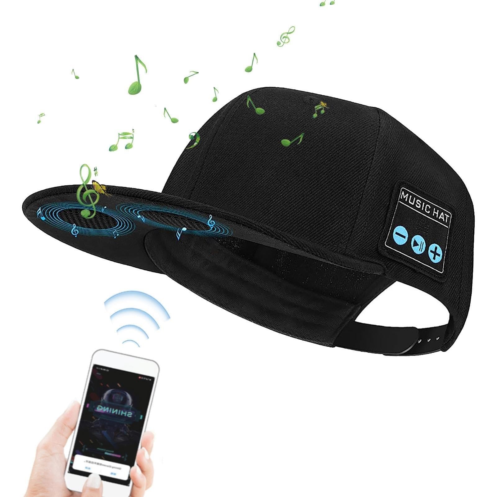 Gorro Bluetooth Inteligente for Hombres, Auriculares Inteligentes inalámbricos 2 en 1, Auriculares con Altavoz Bluetooth Ajustables, Auriculares for Regalo de cumpleaños de béisbol for Deportes al Air