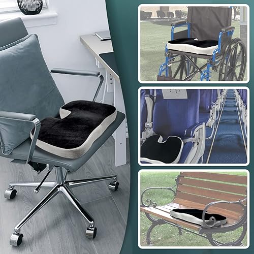 Miniatura 4 de Coverland Comfort Plus - Cojín de asiento contorneado de espuma viscoelástica, diseño ortopédico ergonómico para silla de oficina, automóvil, parte