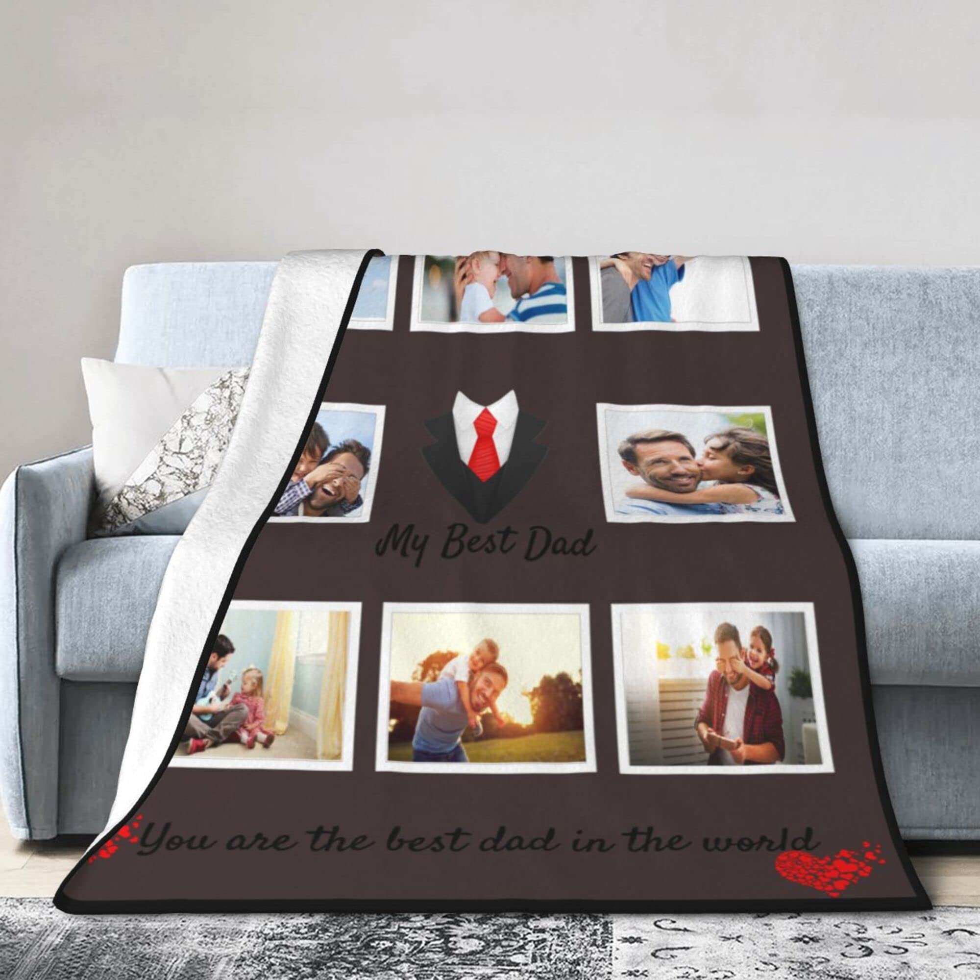 Senshuerjie Blanket for My Dad Personalized Dad Blanket with Photo Gift Blanket for Father Care from Childern? Customized Blanket for Christmas Birthday Blanket30X40