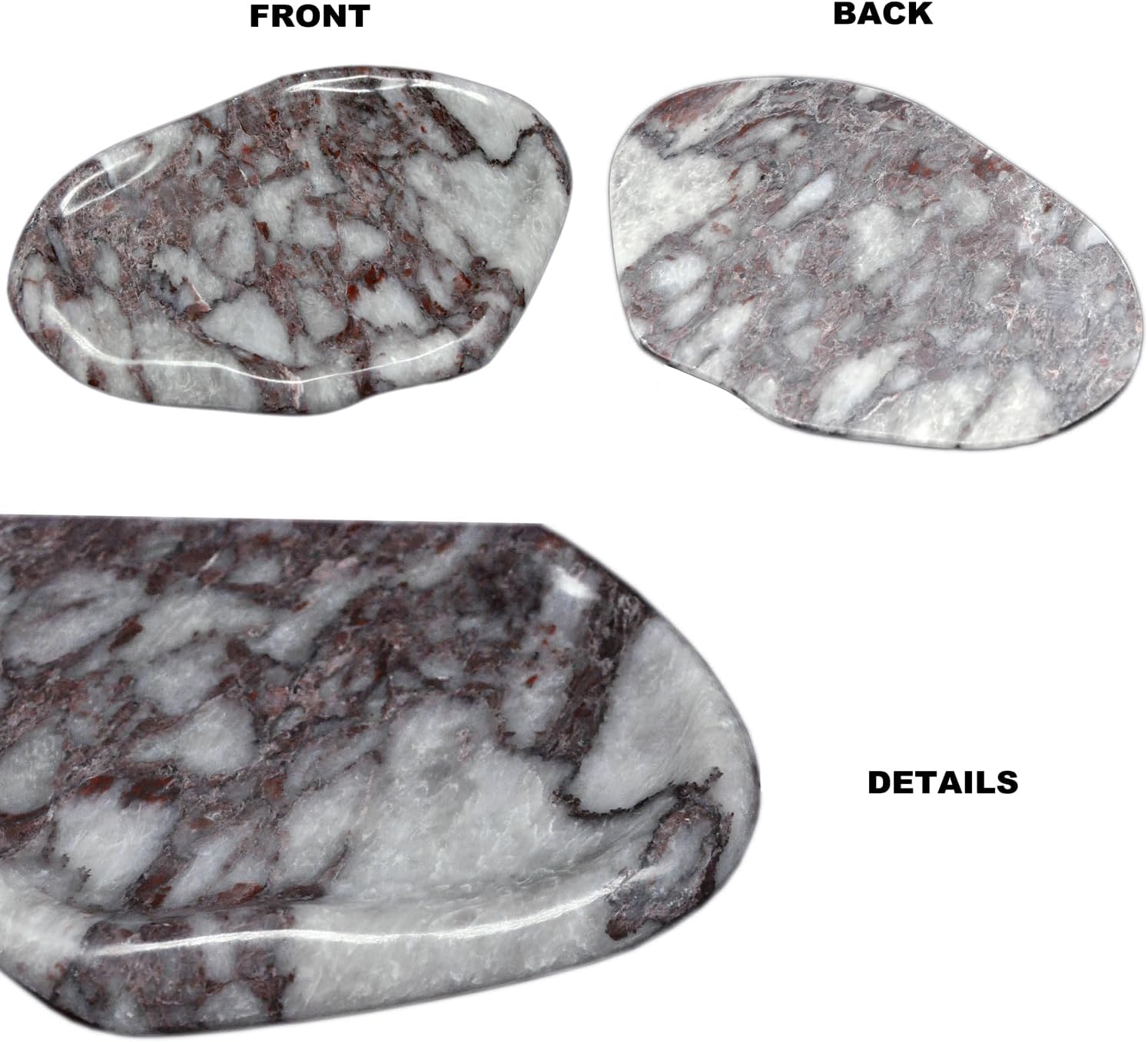 Natural Red Marble Vanity Tray Luxury Cloud Shape Serving Marble Storage for Bathroom, Kitchen, Plate Holder for Skincare Product, Perfume, Candle and Jewelry, Key Tray Home Décor (Red)