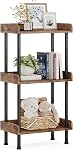 Hosfais Bookshelf Small Book Shelf, 3 Tier Wood Bookcase Industrial Bookshelf Metal Standing Book Shelves Display Book Rack for Living Room Bedroom Home Office (Rustic Brown)