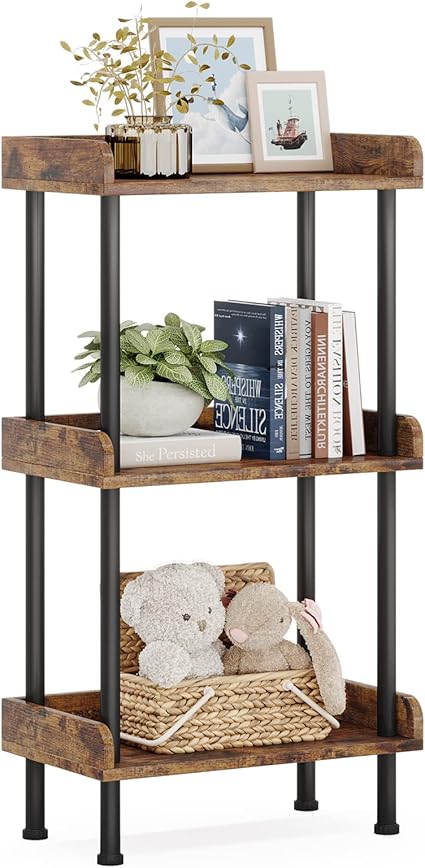 Amazon.com: Hosfais Bookshelf Small Book Shelf, 3 Tier Wood Bookcase ...
