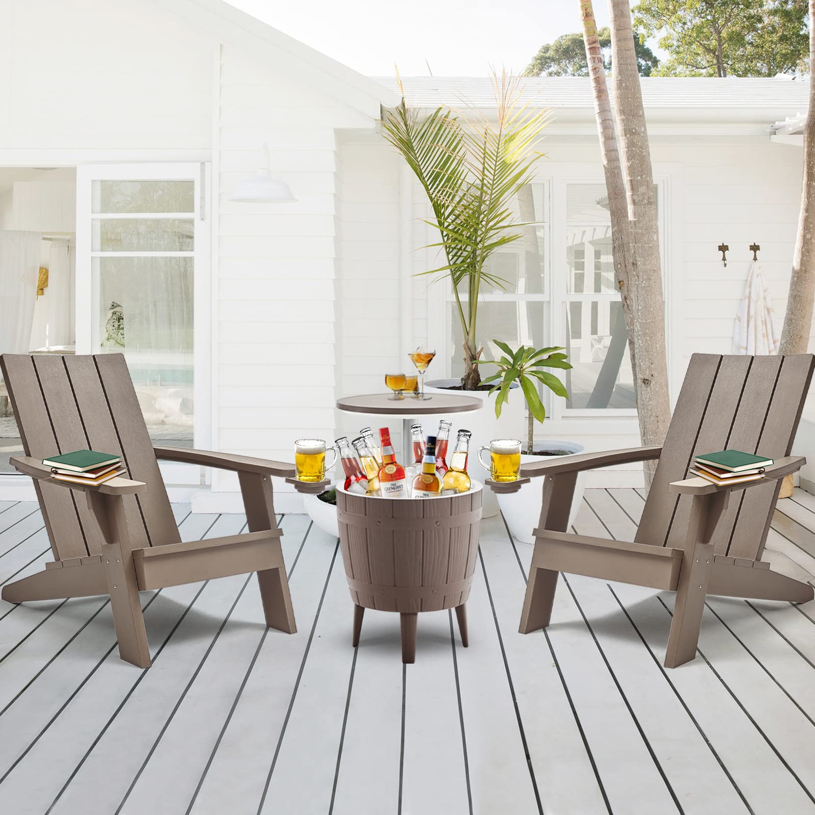 Buy BLUU Adirondack Chair Set of 2 with Outdoor Patio Cooler Bar for